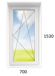 Одностворчатое окно в брежневку 1-128 700 х 1530 мм
