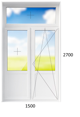 Балконная дверь с фрамугой 1500 х 2700 мм