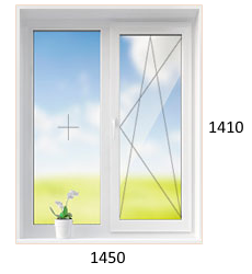 Двухстворчатое окно в 606 серию в 1450 х 1410 мм