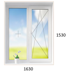 Двухстворчатое окно в брежневку 1-128 1630 х 1530 мм